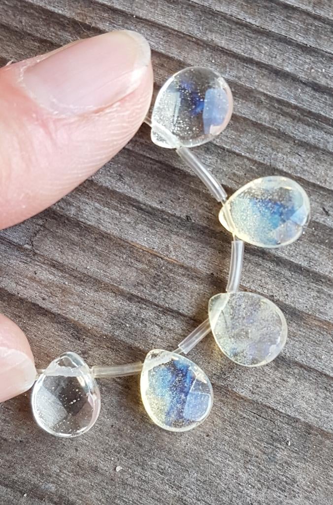 DC95 Hangertjes champagne kleurige opaliet facet druppels, Verzenden, Nieuw, Kraal
