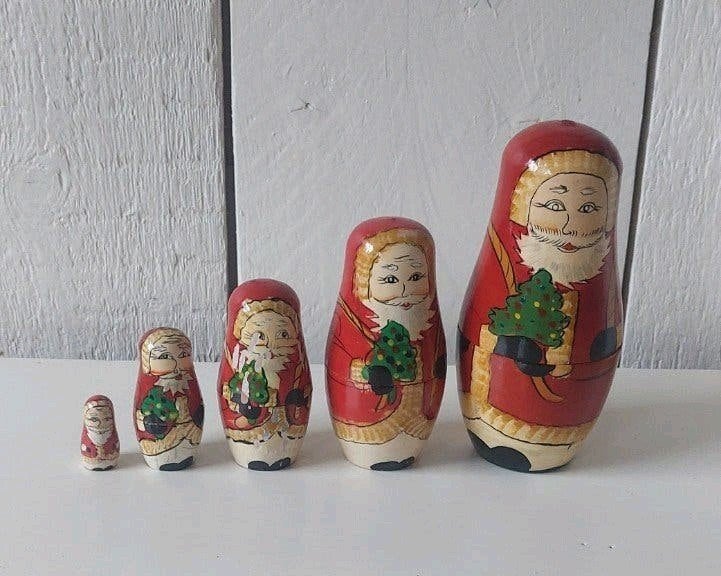 Vintage Kerstman-matroesjka /Russische nestpoppen baboesjka', Ophalen of Verzenden, Gebruikt