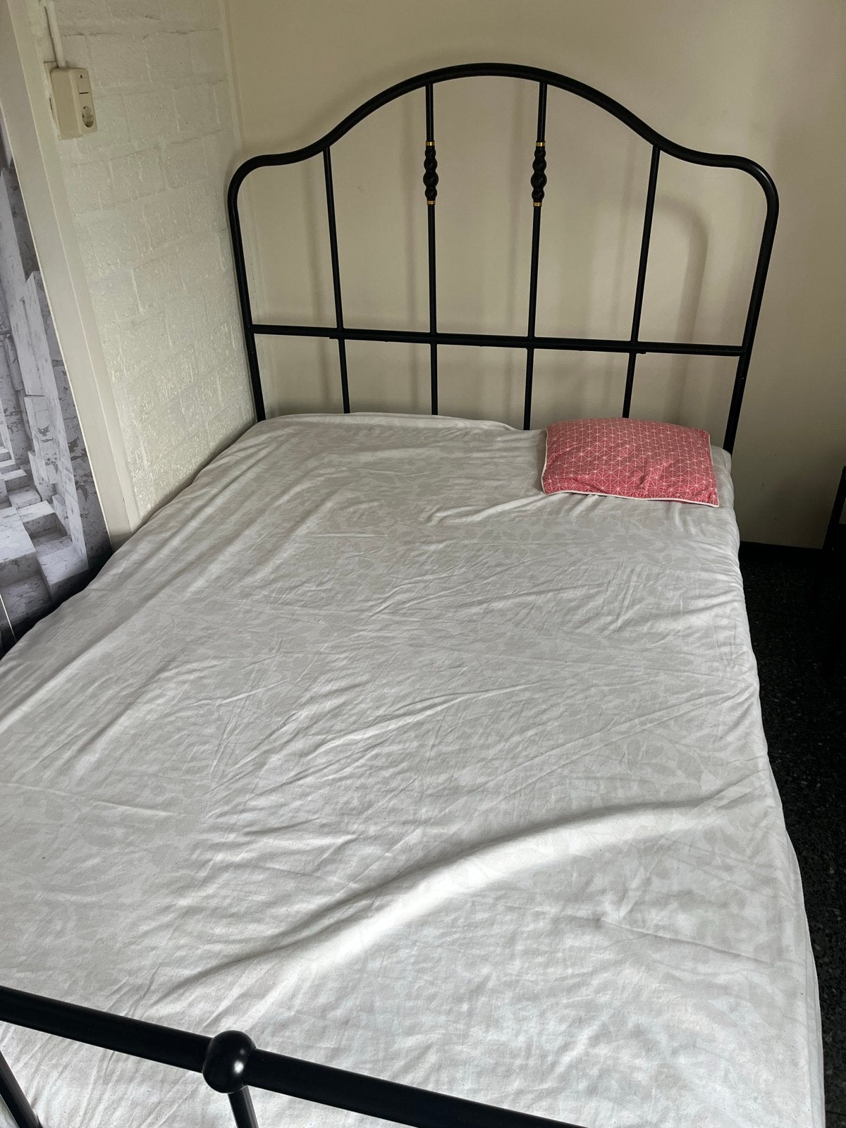 Tweepersoonsbed 140x200 cm - In/exclusief matras, Ophalen, Gebruikt, Zwart, Tweepersoons
