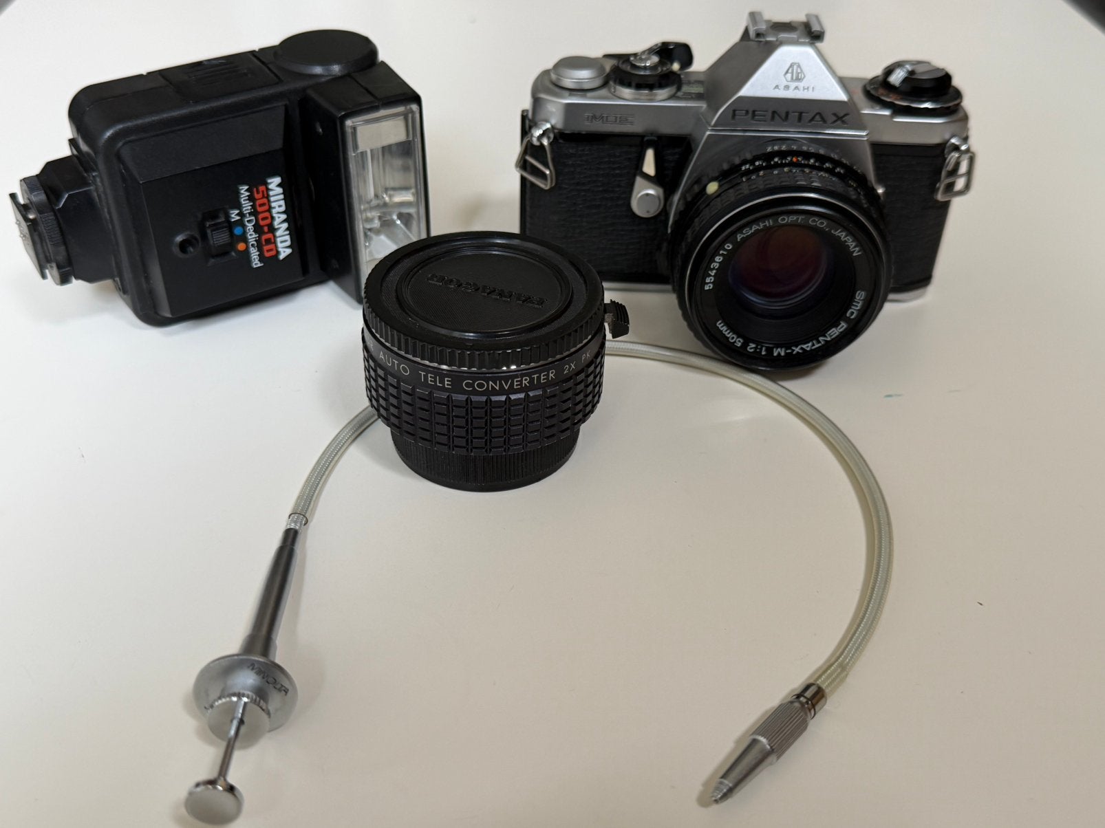 Pentax ME incl. 50mm f/2 en accesoires, Ophalen of Verzenden, Gebruikt, Spiegelreflex, Pentax