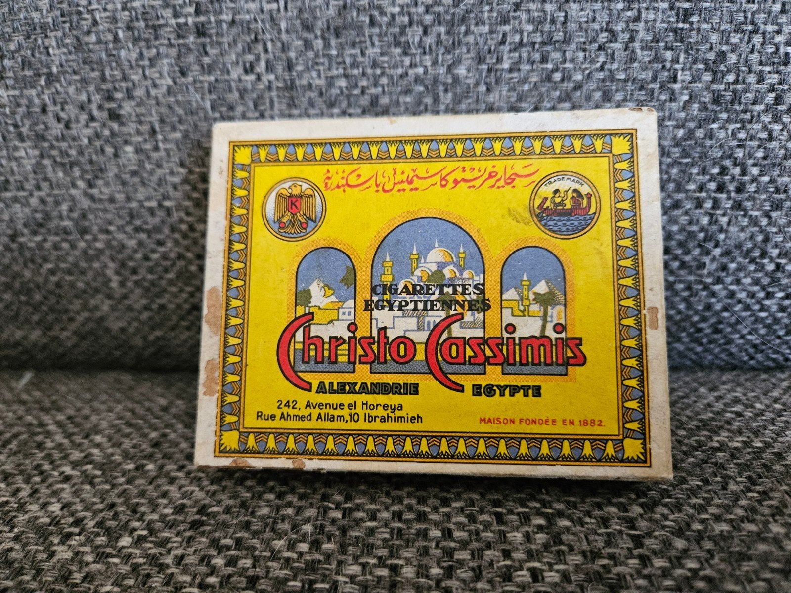 Vintage Christo Cassimis Egyptische Sigaretten Doos, Verzenden, Gebruikt, Tabaksdoos of Verpakking
