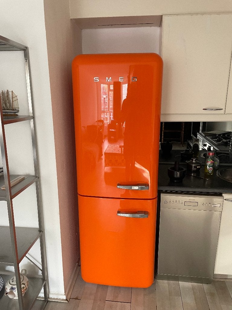 Smeg Koel-vriescombinatie Oranje Retro Design, Witgoed en Apparatuur, Luchtbehandelingsapparatuur, Ophalen, Gebruikt, Overige