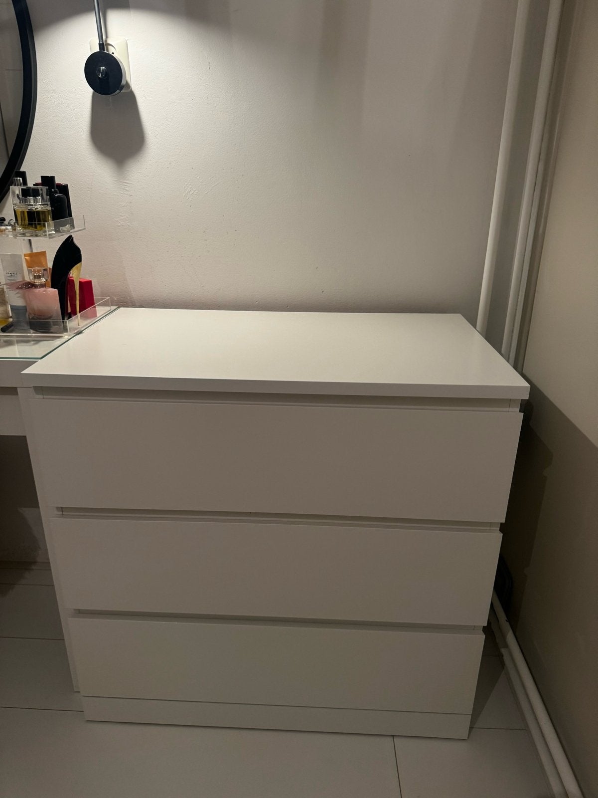 Witte Ikea ladekast met 3 laden - zo goed als nieuw, Ophalen, Overige materialen, 50 tot 100 cm, Zo goed als nieuw