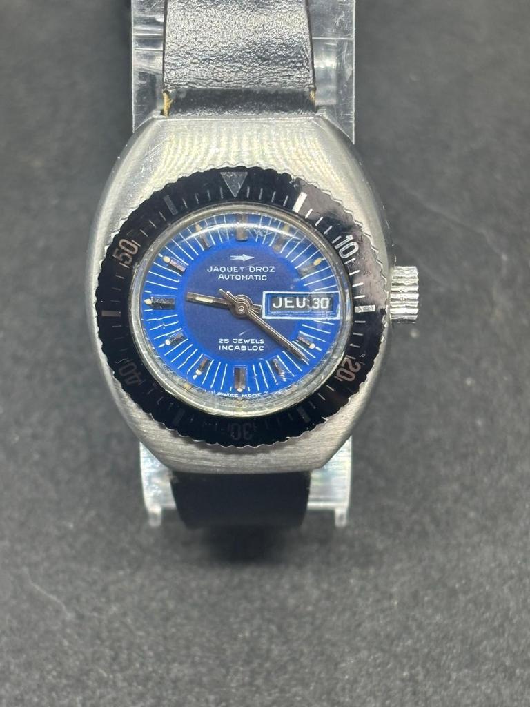 Jaquet-Droz Automatic / vintage duiker / zeldzaam model, Ophalen of Verzenden, Staal, Overige merken, 1960 of later
