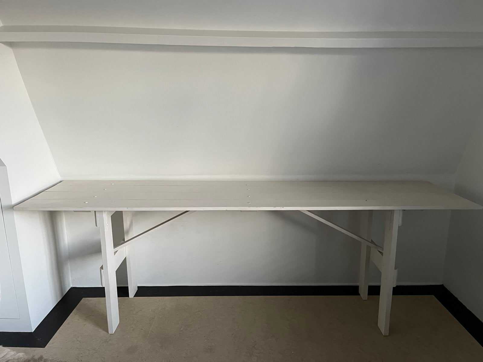 Inklapbare tafel 2.50 meter lang, Huis en Inrichting, Tafels | Eettafels, Ophalen, Gebruikt, 200 cm of meer, 50 tot 100 cm