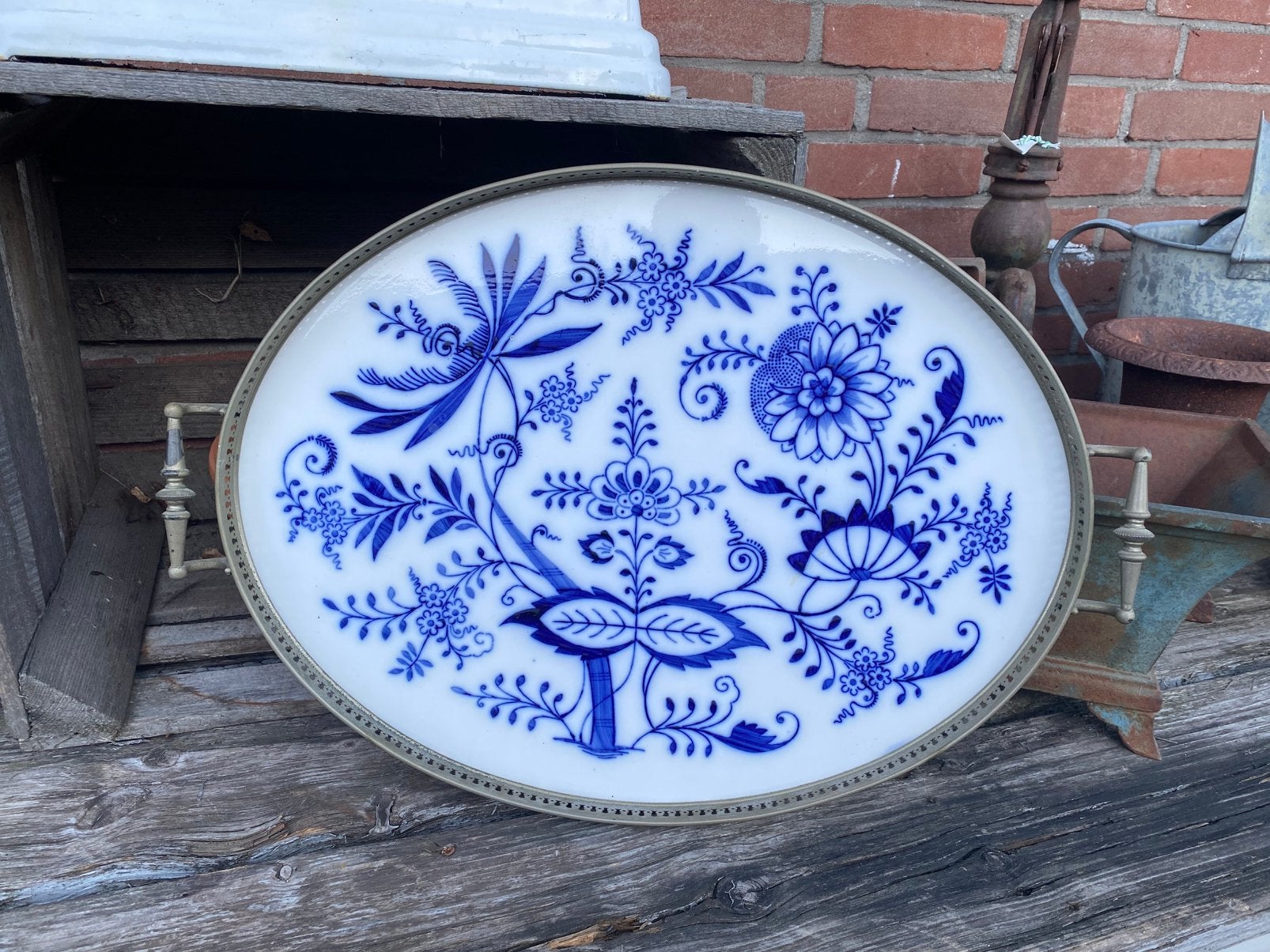 Zwiebelmuster" of Blue Onion dienblad, Ophalen of Verzenden