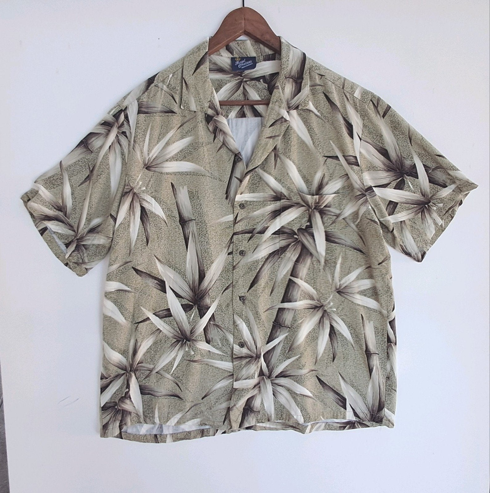 Royal Creations Aloha Hawaii Overhemd XL Rayon heren vintage, Royal Creations, Wit, Ophalen of Verzenden, Zo goed als nieuw