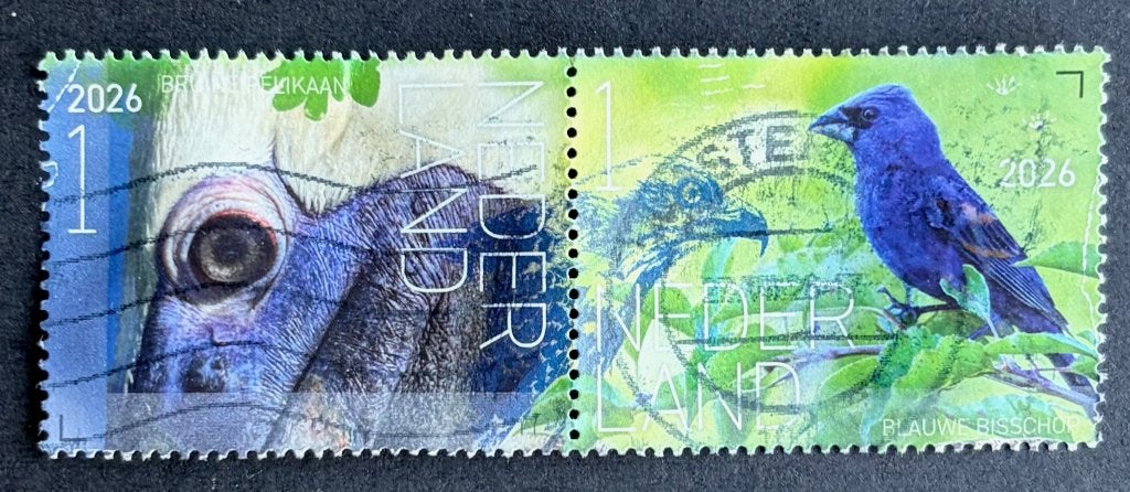 Postzegels Ndl duo 2026 Saba pelikaan/bl bisschop, Ophalen of Verzenden, Na 1940, Gestempeld