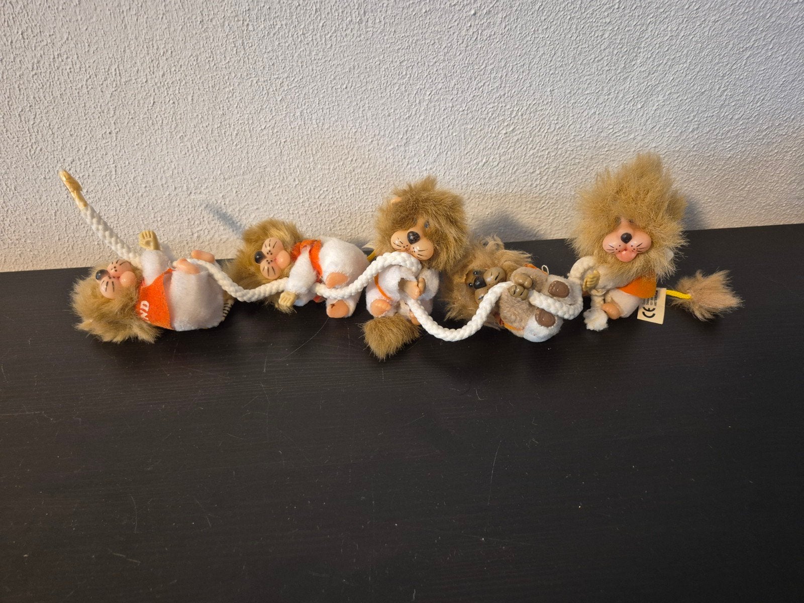 Set van 5 Holland leeuwen knuffels aan touw, Gebruikt, Overige merken, Overige karakters, Ophalen of Verzenden