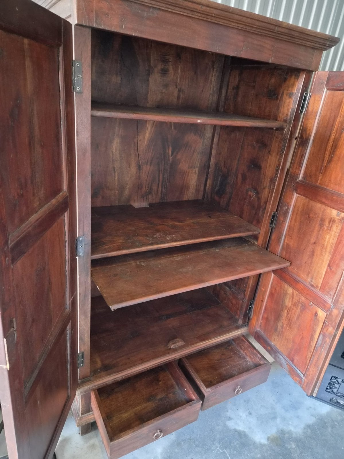 Massief houten kast met planken en lades, Huis en Inrichting, Ophalen, Gebruikt, 50 tot 100 cm, Met lade(s)