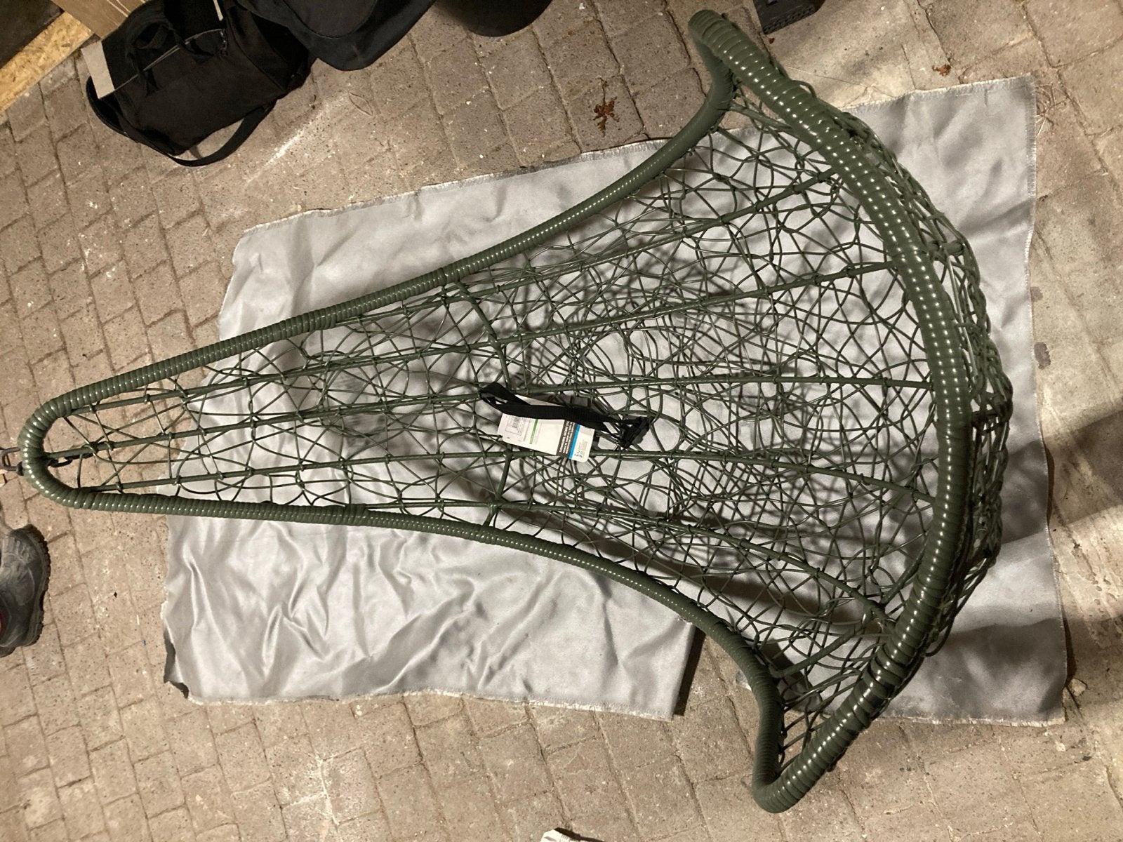 Nieuwe hangstoel met kussen - Groen gecoat staal, Ophalen, Nieuw, Metaal