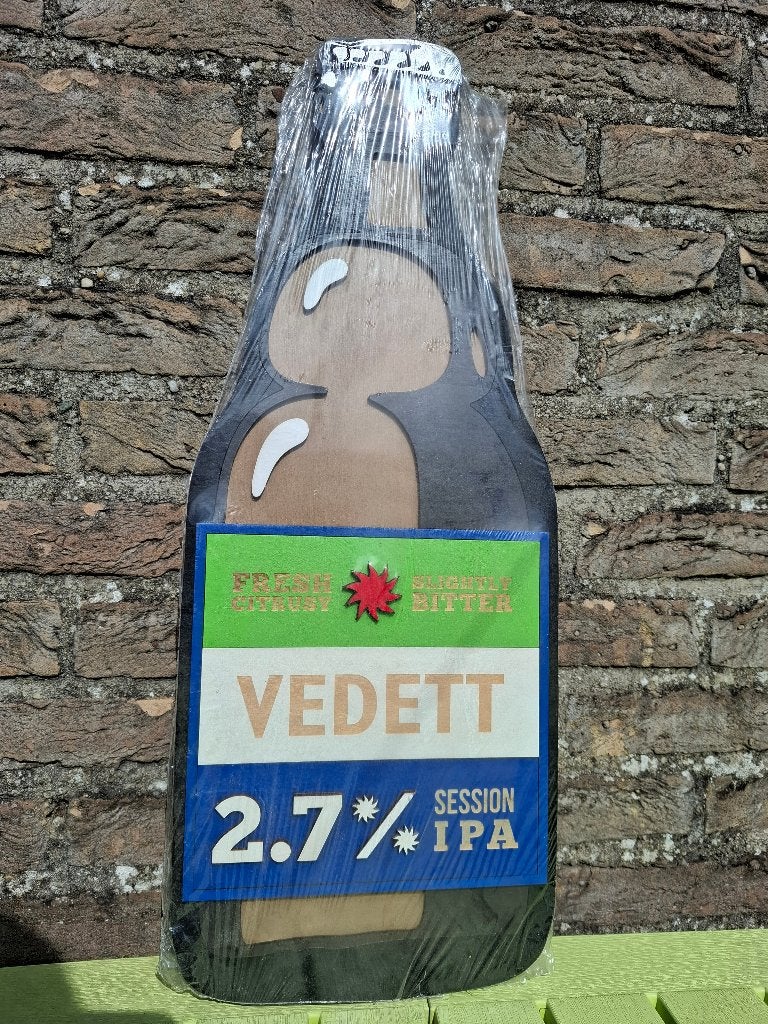 reclamebord Vedett in hout, Ophalen of Verzenden, Nieuw, Reclamebord, Plaat of Schild, Overige merken