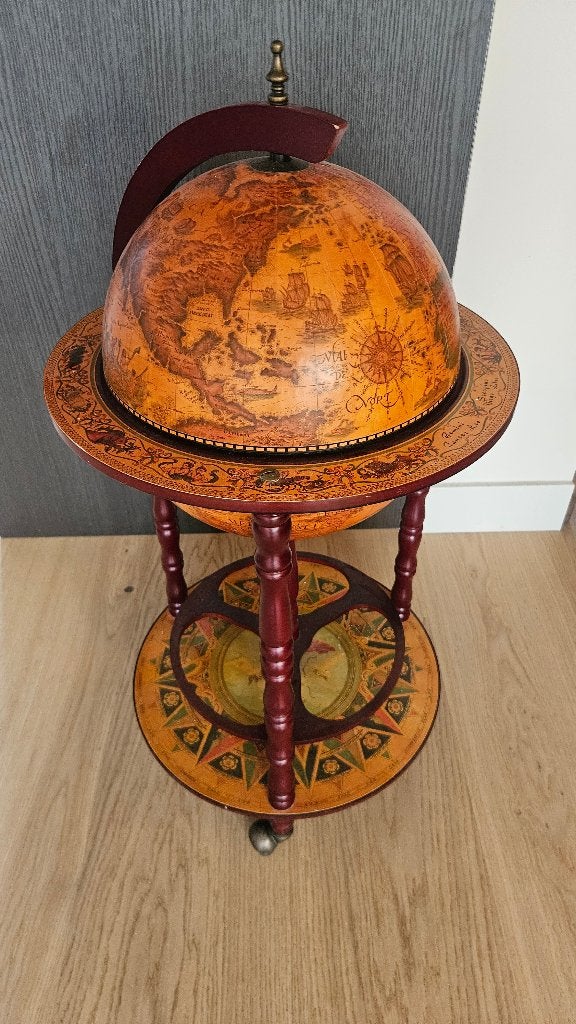 Wereldbol globe bar drankkast, Huis en Inrichting, Ophalen, 47 cm, Met opbergruimte, Zo goed als nieuw