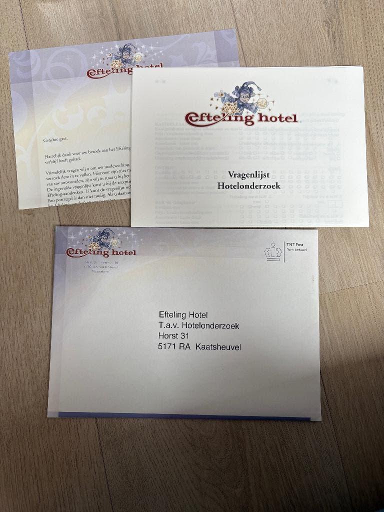 Efteling hotel onderzoek, Ophalen of Verzenden, Nieuw, Overige typen