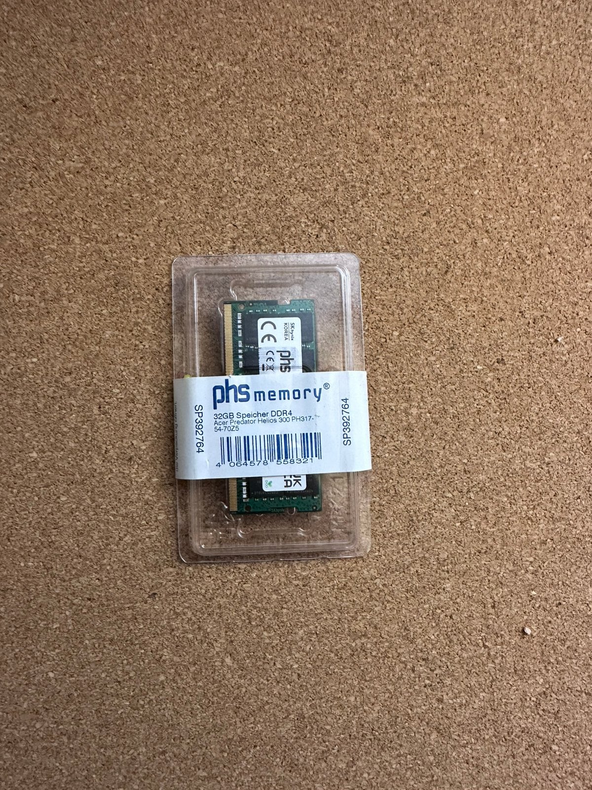 Nieuwe PHS Memory 32GB DDR4 RAM voor Acer Predator, 32 GB, ., DDR4, Nieuw