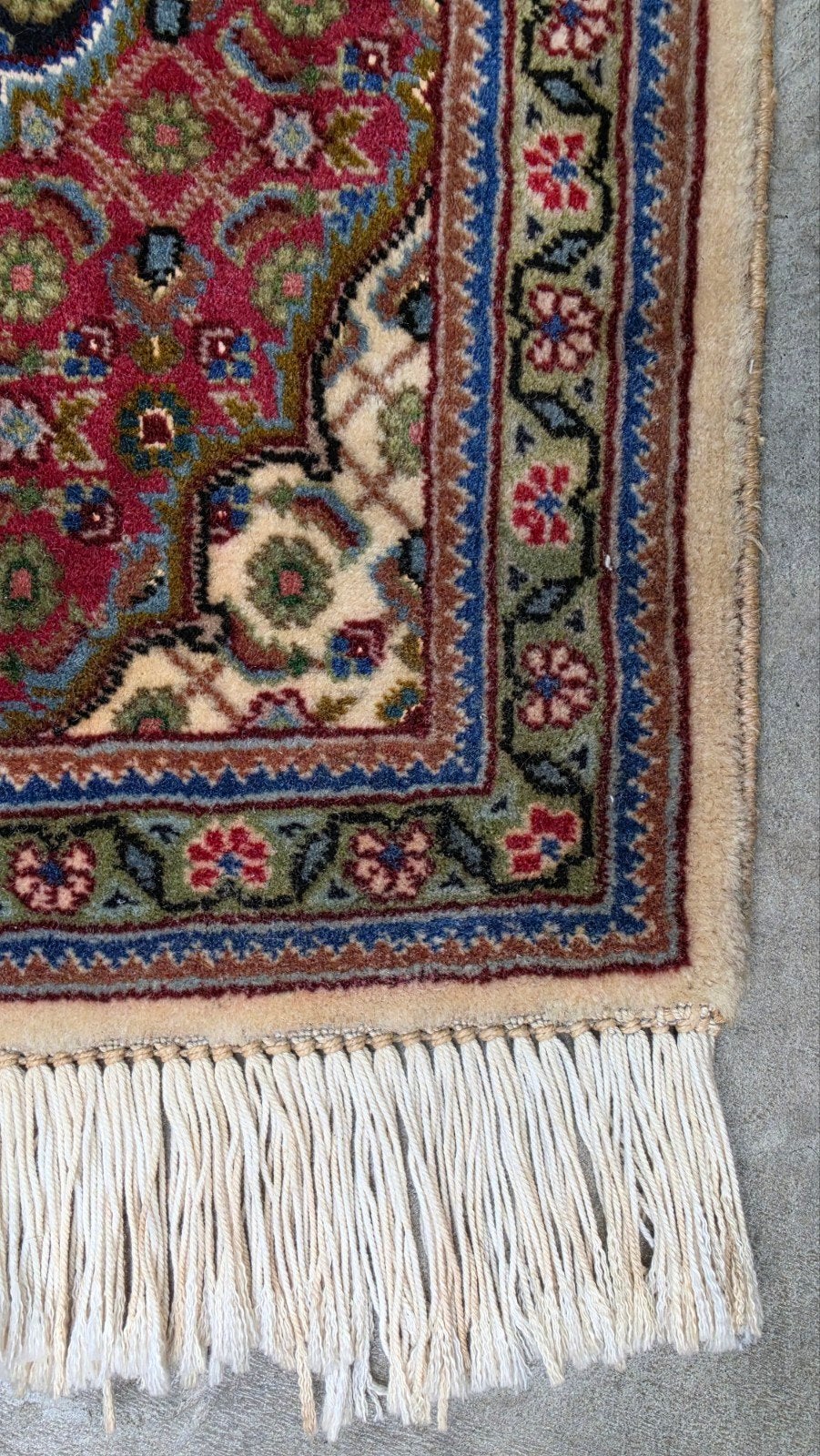 Handgeknoopt Perzisch wol Tabriz Mahi tapijt 30x50cm, Minder dan 50 cm, 50 tot 100 cm, Crème, Perzisch, Klassiek, Oosters