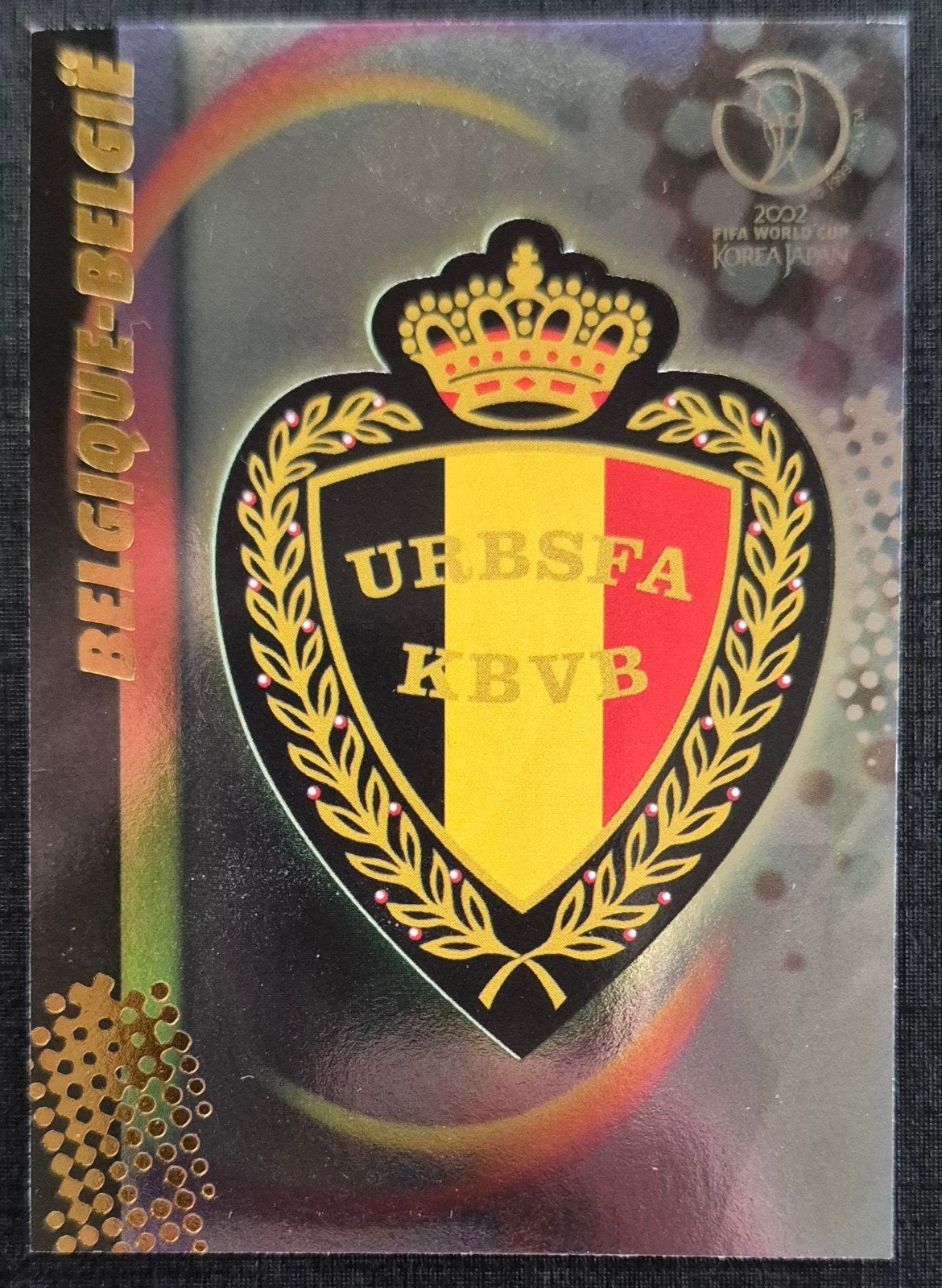 Panini embleem Belgische voetbalbond WK 2002, Verzamelen, Ophalen of Verzenden, Zo goed als nieuw, Buitenlandse clubs, Poster, Plaatje of Sticker
