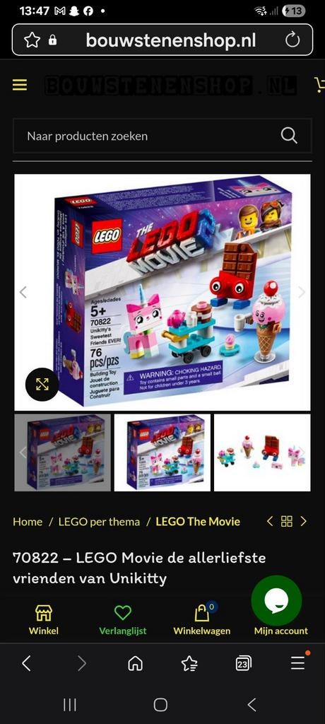LEGO The Movie 2 70822 Unikitty's liefste vrienden - Nieuw, Ophalen of Verzenden, Nieuw, Complete set, Lego
