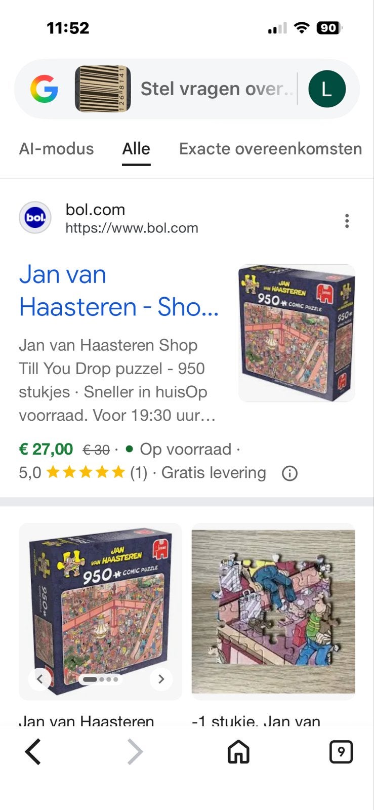 Jan van Haasteren puzzel - Shop Till You Drop (950 stukjes), Ophalen of Verzenden, 500 t/m 1500 stukjes, Zo goed als nieuw, Legpuzzel
