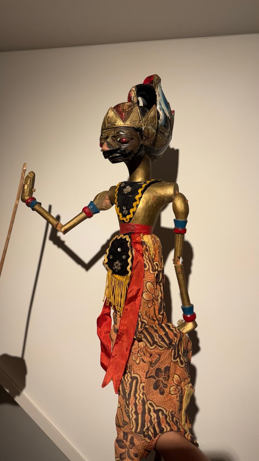 Wayang Golek pop uit Indonesië, handgemaakt, Goud, Handgemaakt, Indonesië, Pop