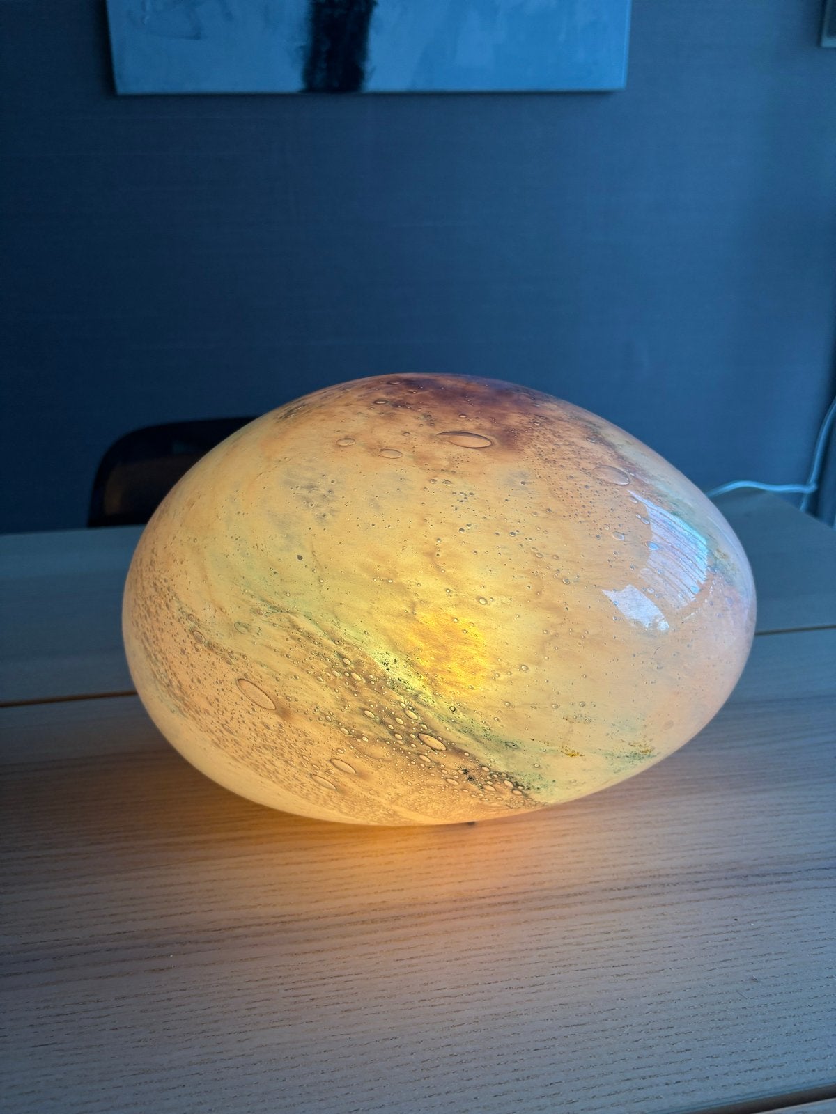 Glazen Tafellamp Kei Vorm - Zacht Roze Warm Licht, Ophalen, Roze, Glas, Sfeerlamp