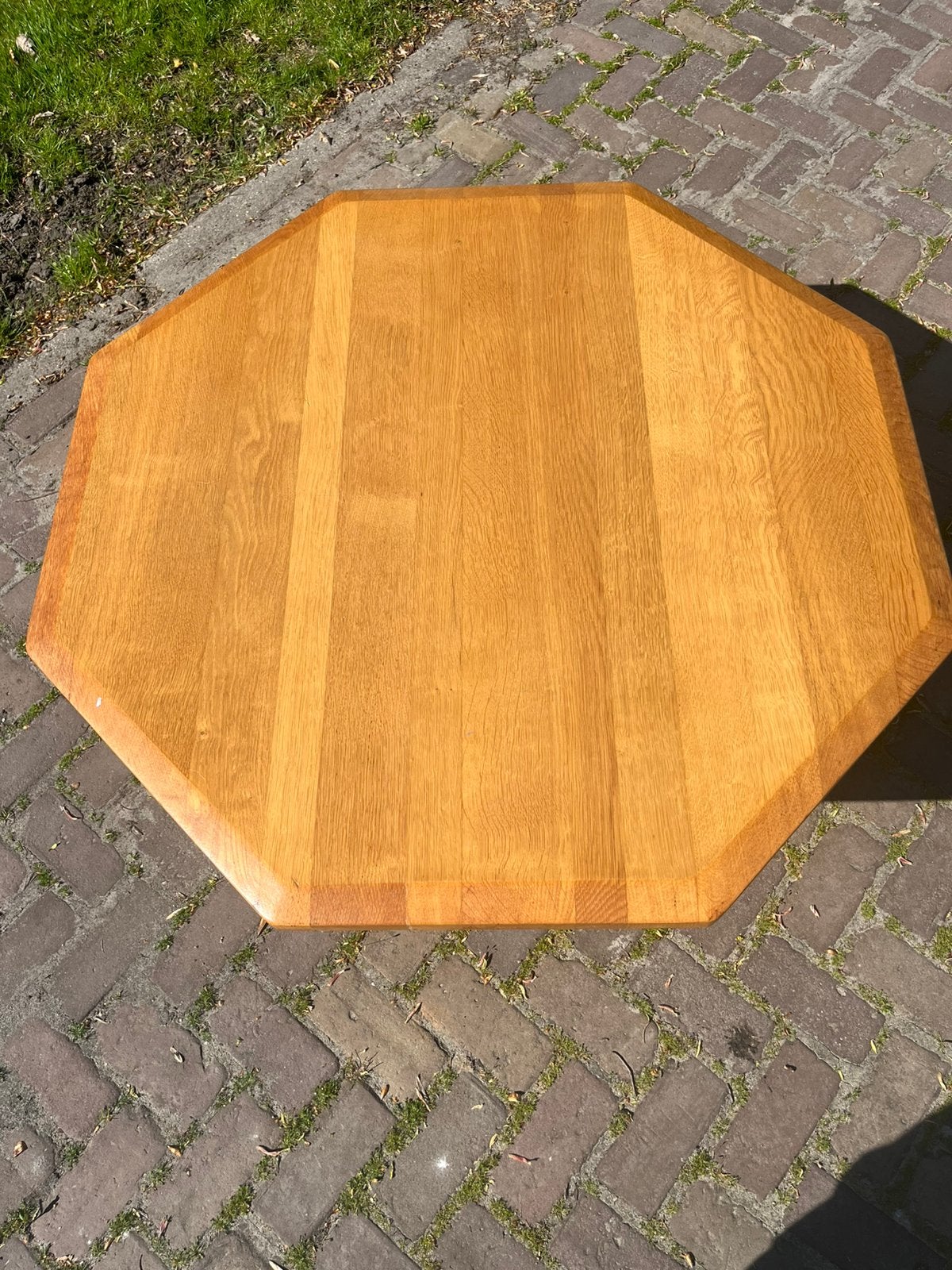 Massief eiken salontafel 8 hoekig, 100 tot 150 cm, Eikenhout, Zo goed als nieuw, 50 tot 100 cm
