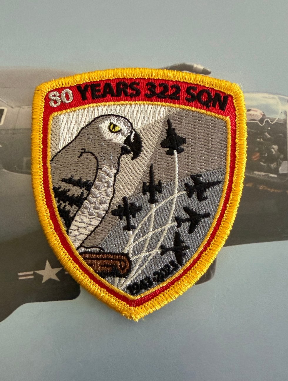 80 Jaar 322 Squadron Patch klein 322 sqn, Verzamelen, Militaria | Algemeen, Ophalen of Verzenden, Luchtmacht, Engeland, Embleem of Badge