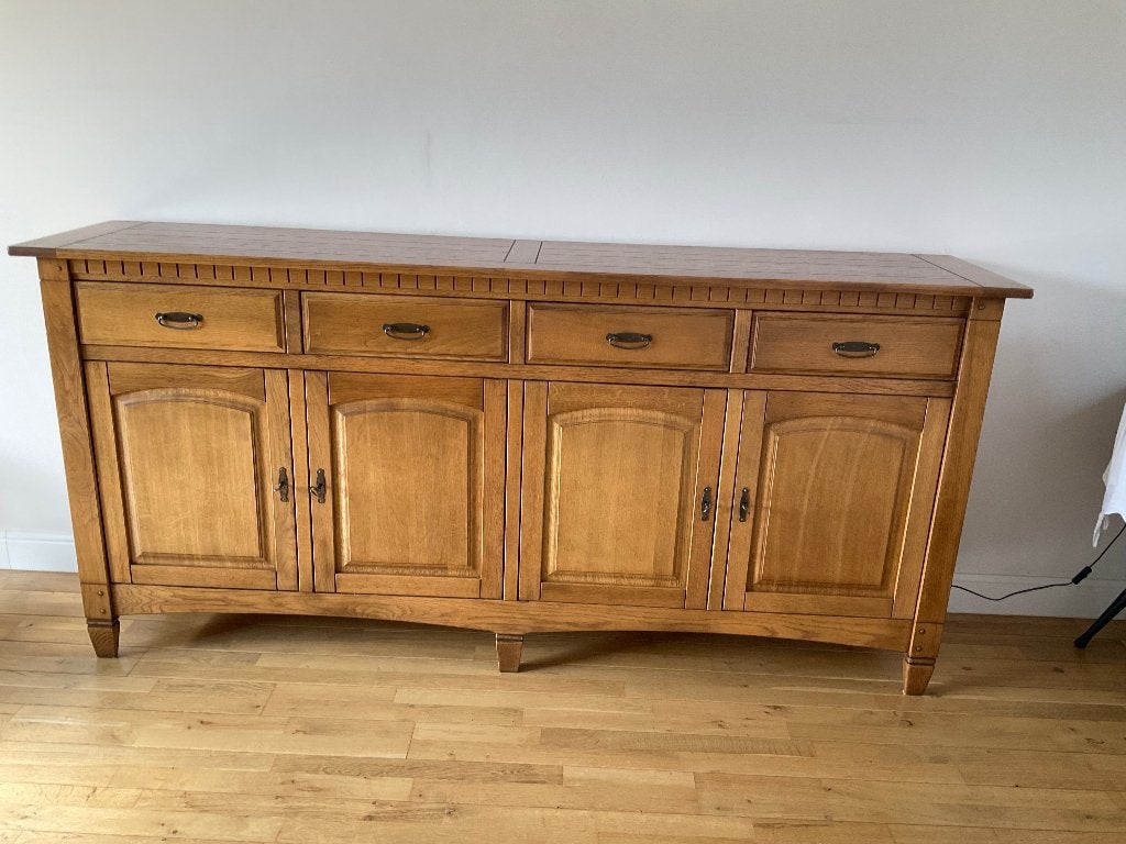 Massief eiken Dessoir, met 4 laden en vier kastjes, Huis en Inrichting, Kasten | Dressoirs, Ophalen, Gebruikt, Met deur(en), Eikenhout