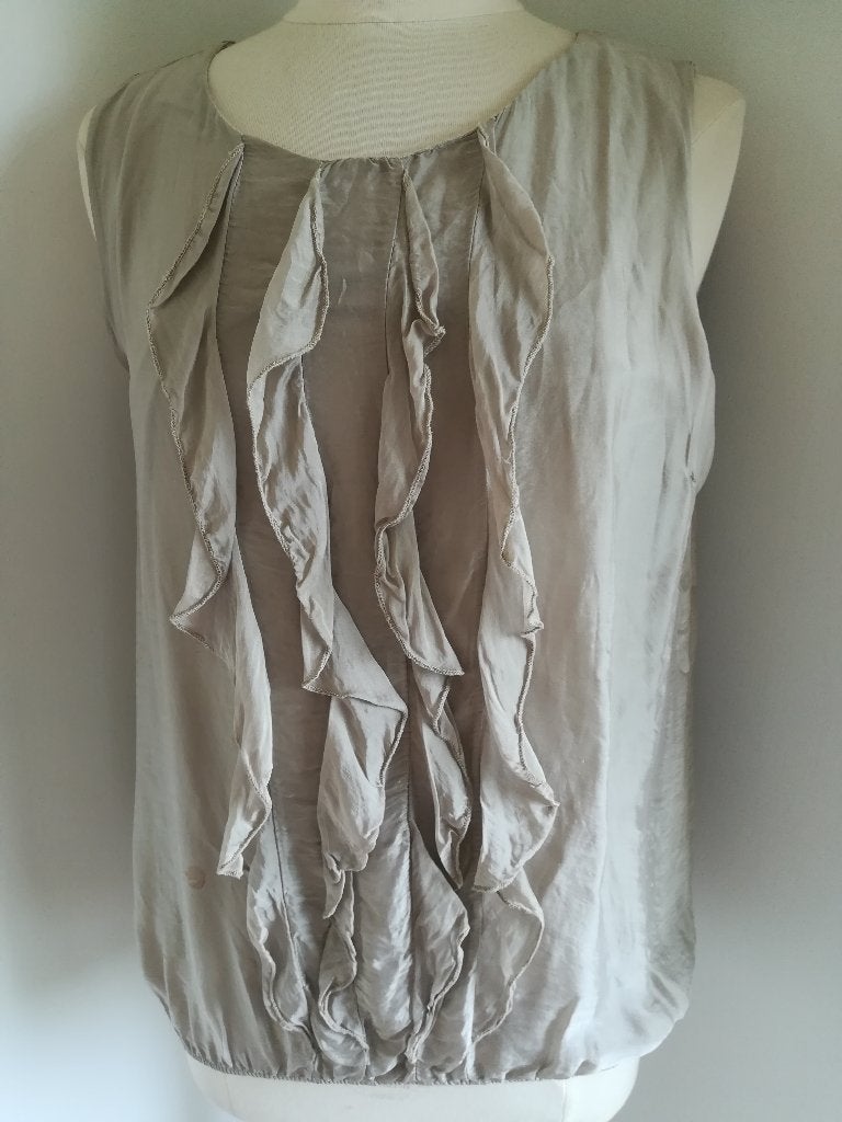 AMBIKA top bloes zand zijde maat M, Maat 38/40 (M), Beige, Ophalen of Verzenden, Zo goed als nieuw