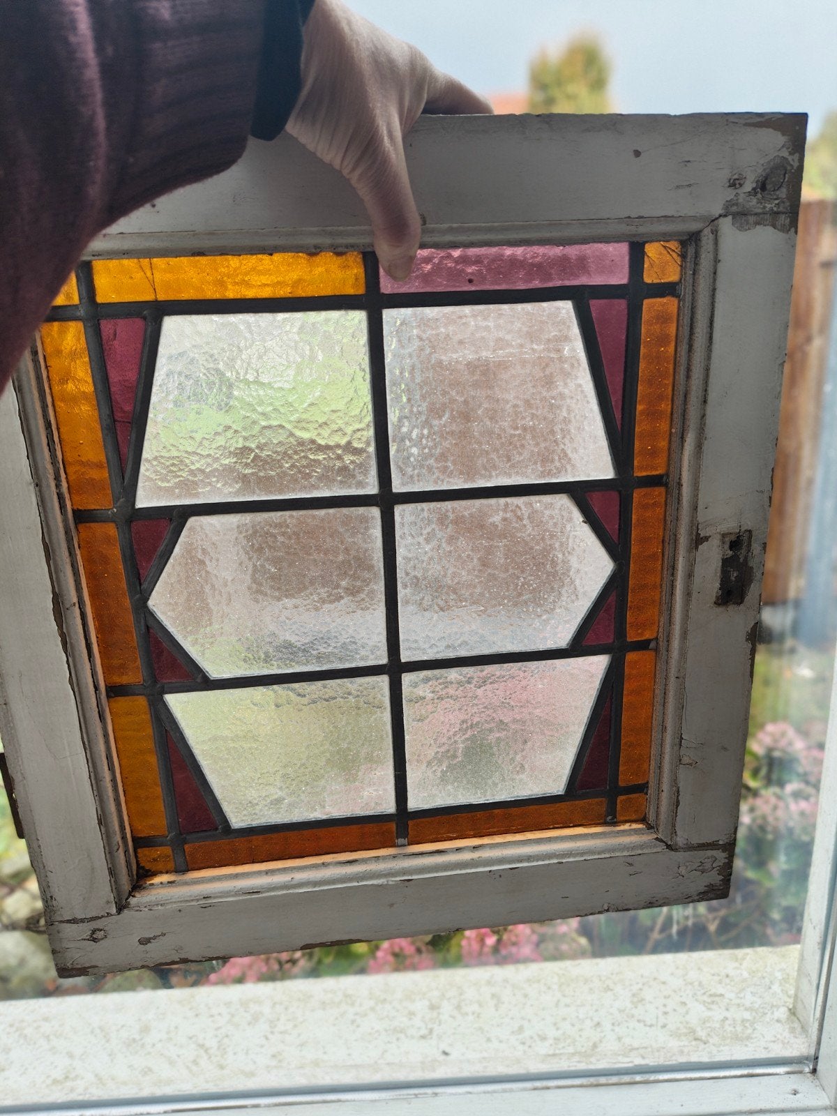 Glas in Lood raamwerkje 45 x 48, Ophalen, Gebruikt, Minder dan 80 cm, Minder dan 80 cm