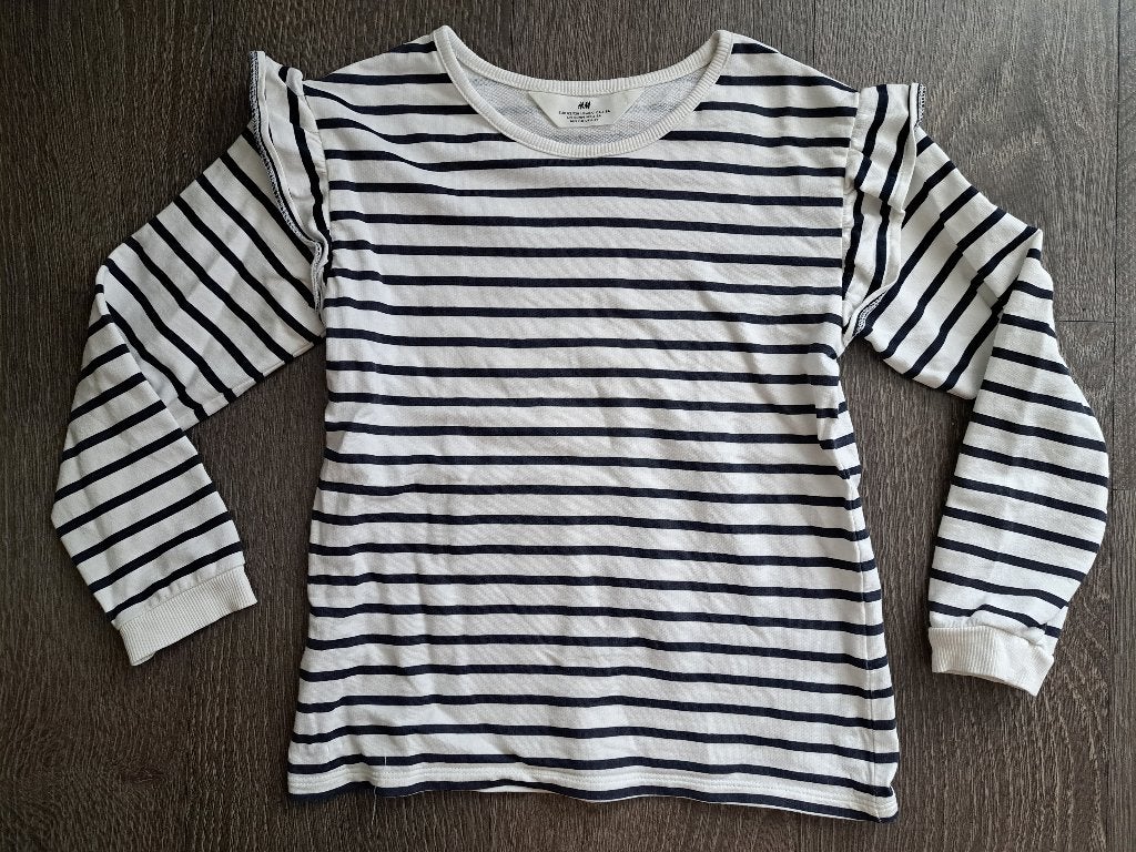 H&M gestreept Shirt  Sleeve  -   122/128    jusa17, Kinderen en Baby's, Kinderkleding | Maat 122, Meisje, H&M, Ophalen of Verzenden