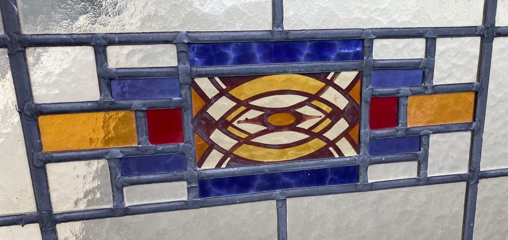 Handgeschilderd art deco glas in lood raam, Ophalen