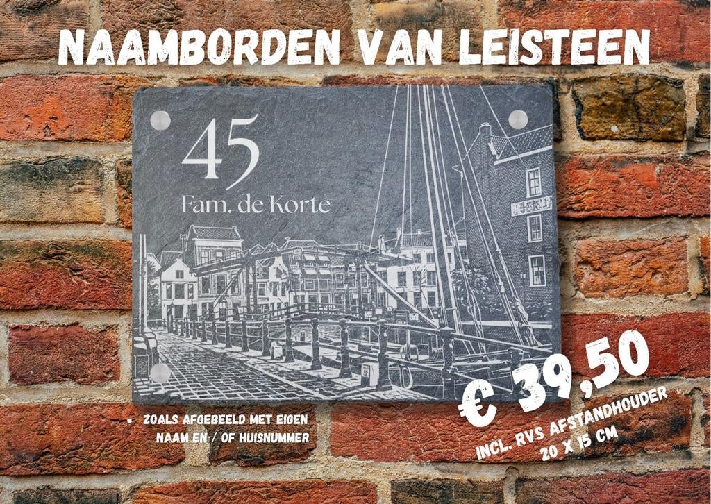 Naambord van leisteen schiedam collectie, Ophalen of Verzenden, Nieuw