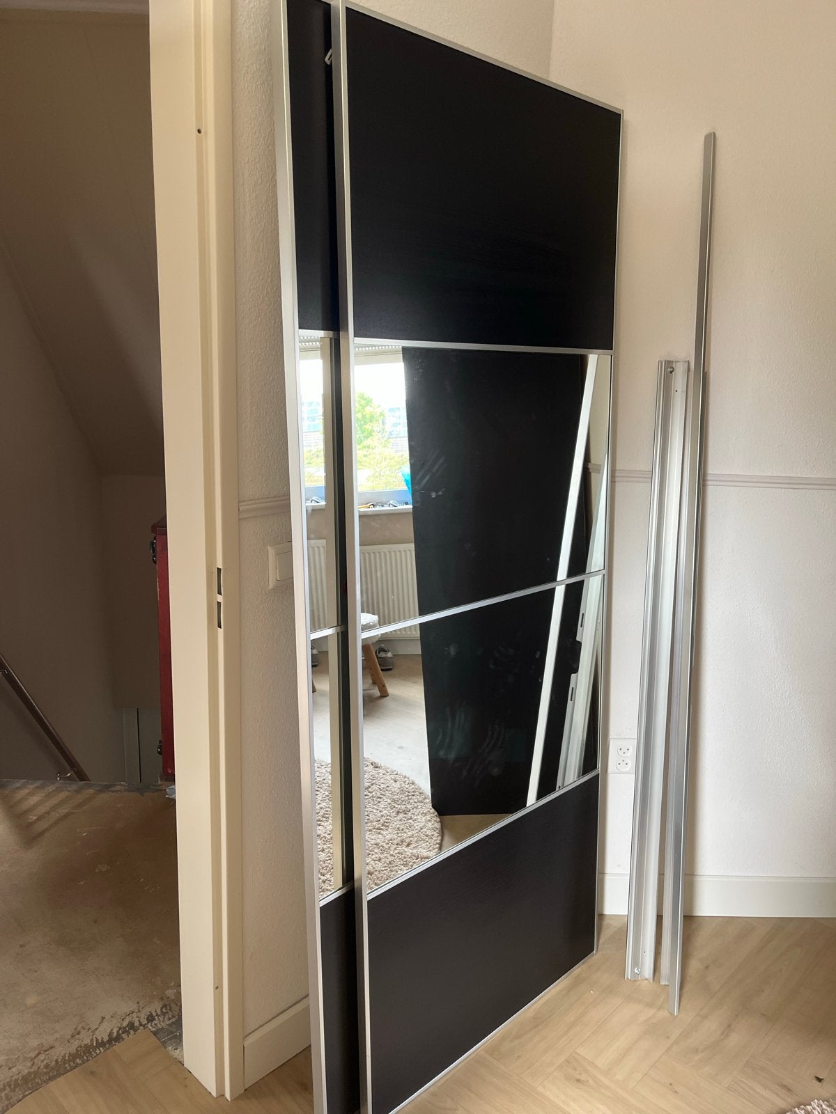 IKEA Pax schuifdeuren zwart met spiegel (75 cm breed), Ophalen, Gebruikt, 200 cm of meer, 50 tot 100 cm