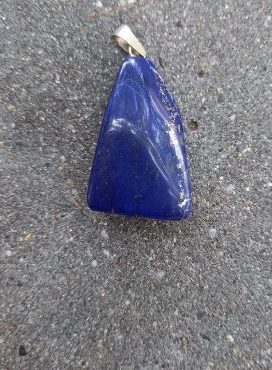 Lapis Lazuli Hanger met 925 Sterling Zilveren Oogje, Verzenden, Zilver, Zilver