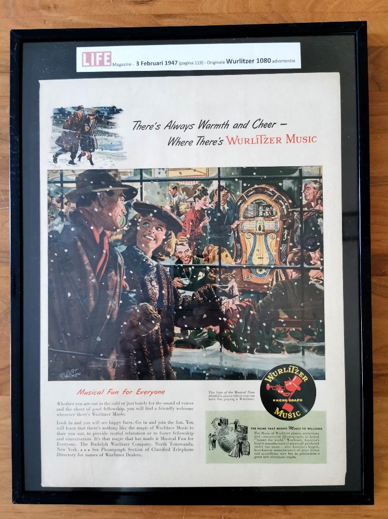 Originele Wurlitzer 1080 advertentie - 10 februari 1947, Verzamelen, Automaten | Jukeboxen, Ophalen of Verzenden, Zo goed als nieuw