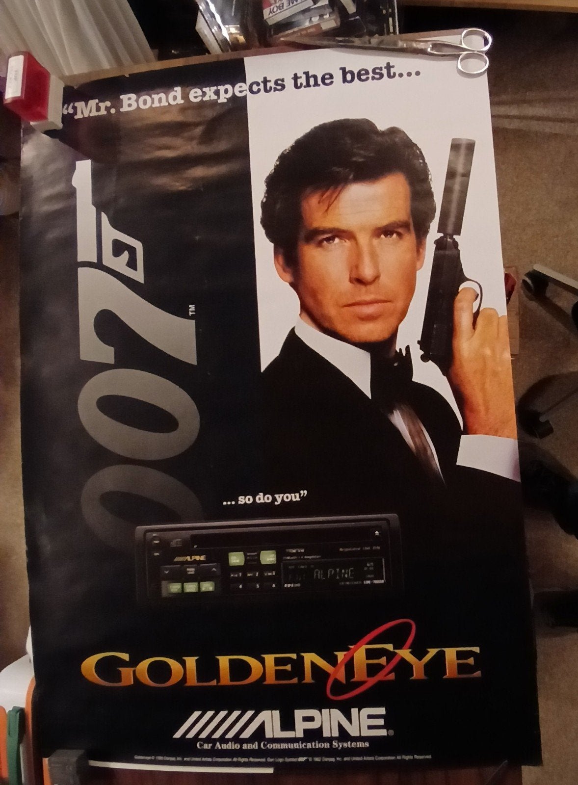 Vintage James Bond GoldenEye Alpine Poster 85x60 cm, Ophalen of Verzenden, Nieuw, Auto's