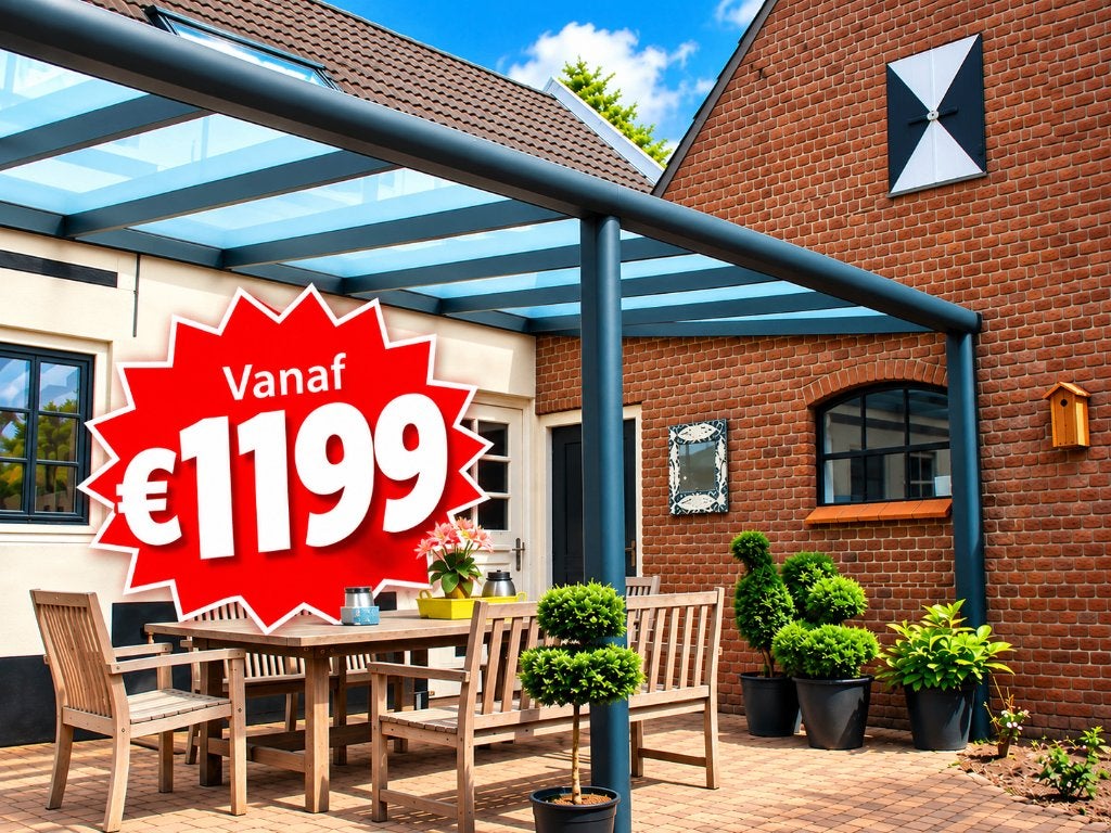 veranda AANBIEDING antraciet ral7016A OP=OP (10 jr garantie), Tuin en Terras, Ophalen of Verzenden, Nieuw, Veranda