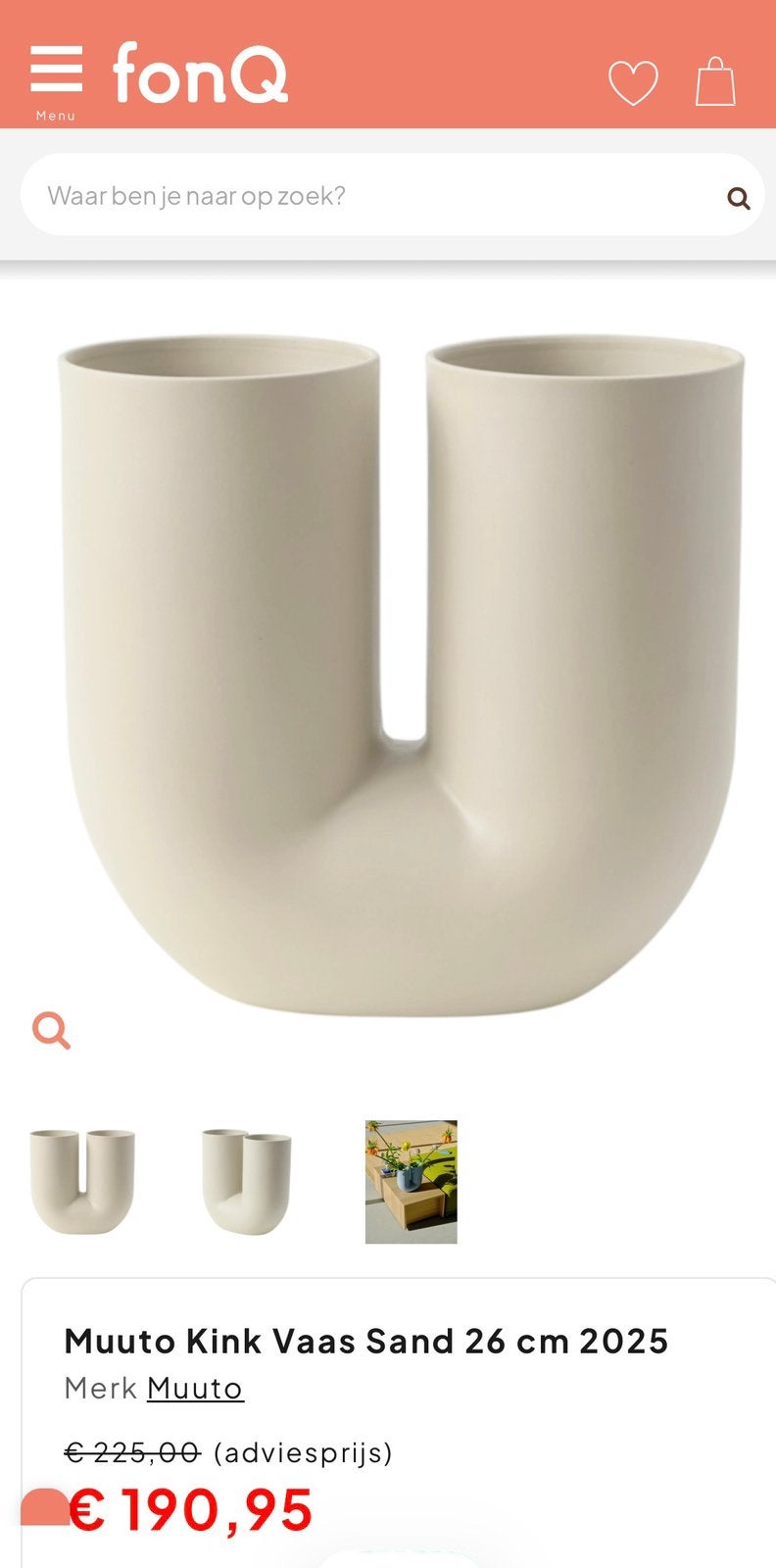 Muuto kink vaas, Ophalen of Verzenden, Zo goed als nieuw