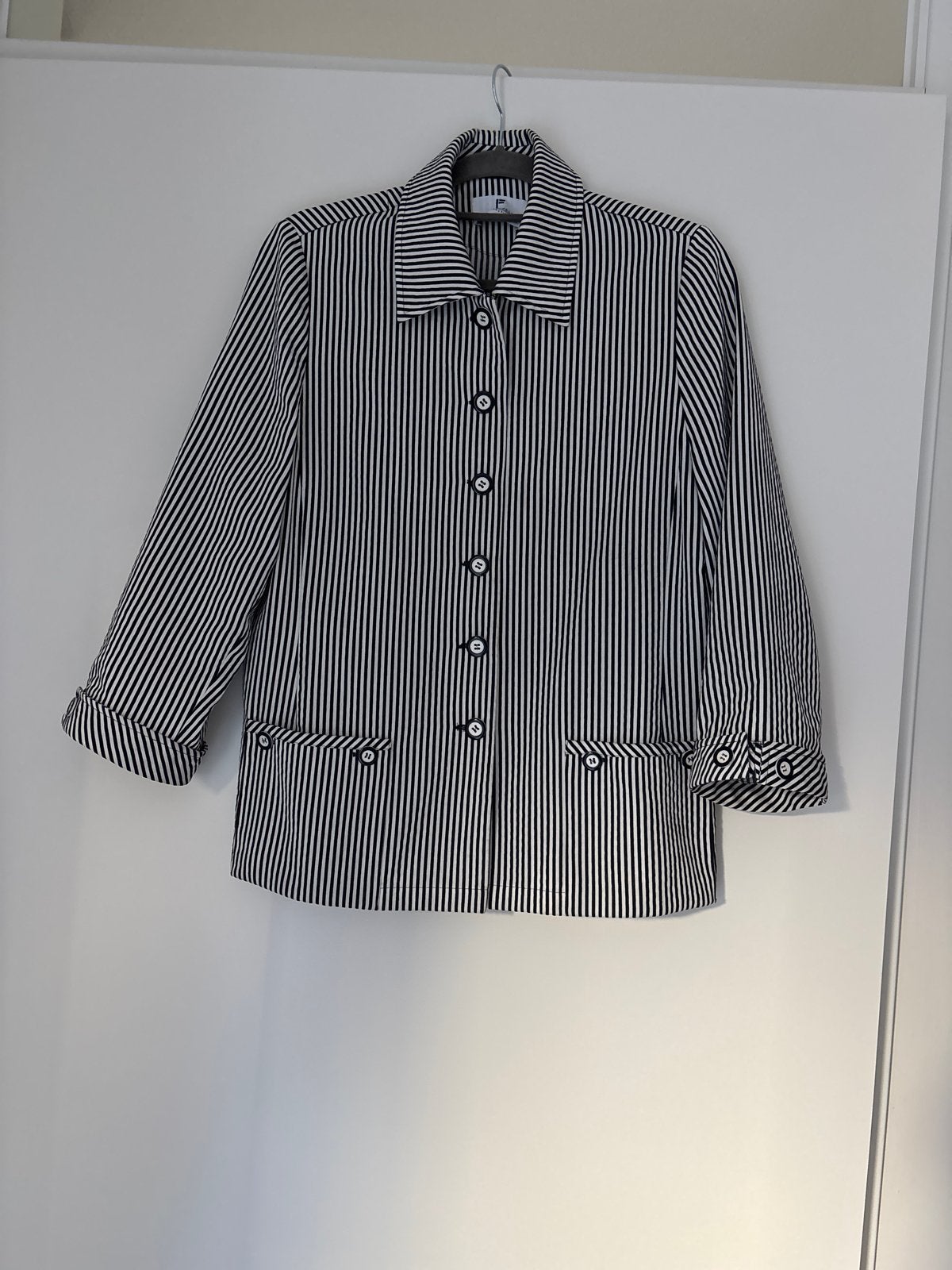 Frankenwalder gestreepte  zomer blazer  maat 40, Ophalen of Verzenden, Zo goed als nieuw, Maat 38/40 (M), Zwart