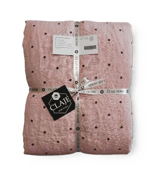 100% linnen dekbedovertrek 240x220 met slopen Roze, Handgemaakt, Ophalen of Verzenden, Roze, Linnen