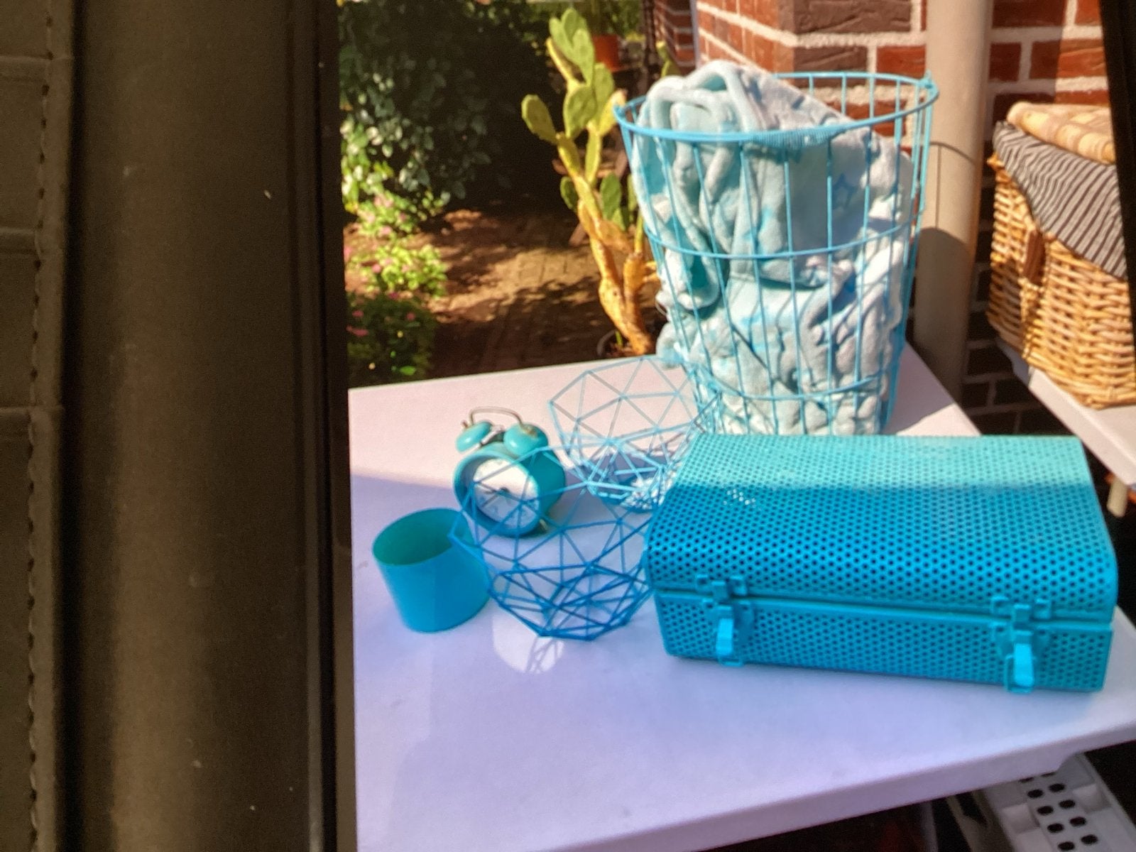 Diverse turquoise decoratie en opbergers, Gebruikt, Blauw, Ophalen of Verzenden, Metaal
