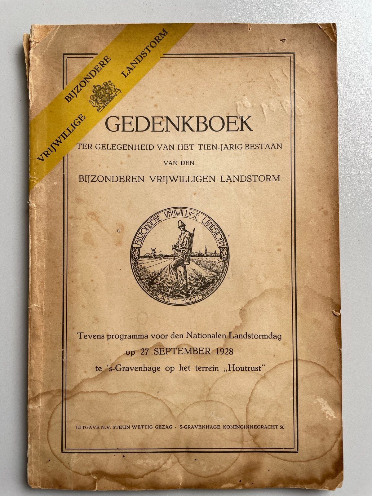 Gedenkboek Bijzondere Vrijwillige Landstorm 1928, Ophalen of Verzenden, 20e eeuw of later, Gelezen