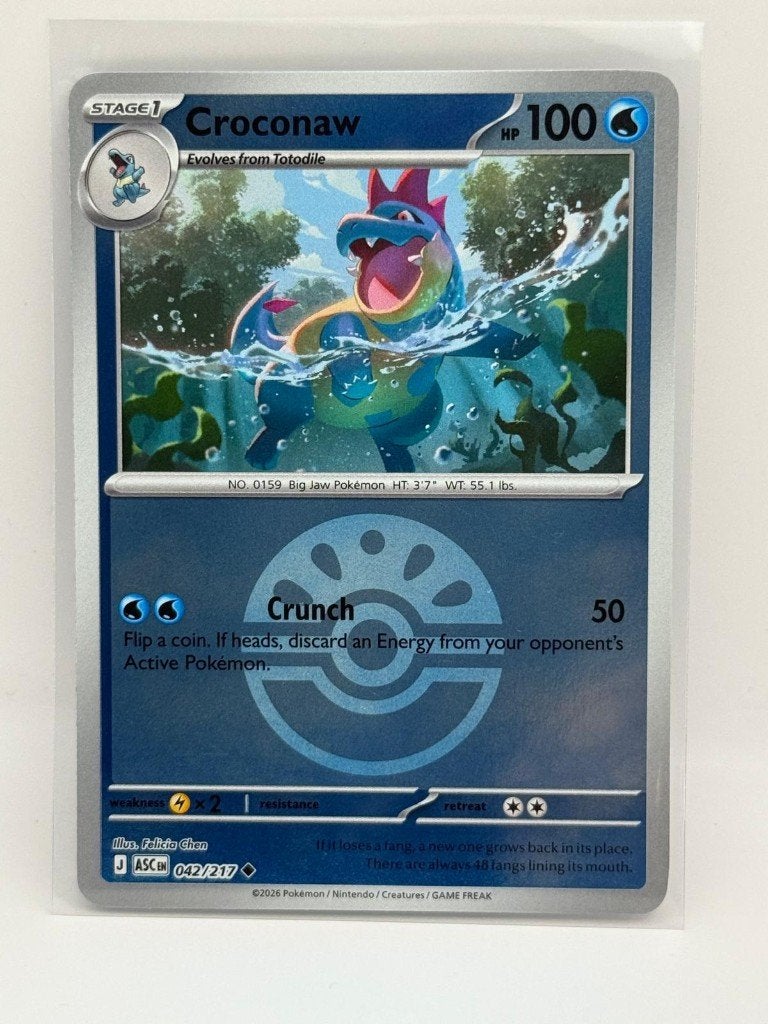 Croconaw [Ball] #42 Pokemon Ascended Heroes, Verzenden, Nieuw, Losse kaart, Foil