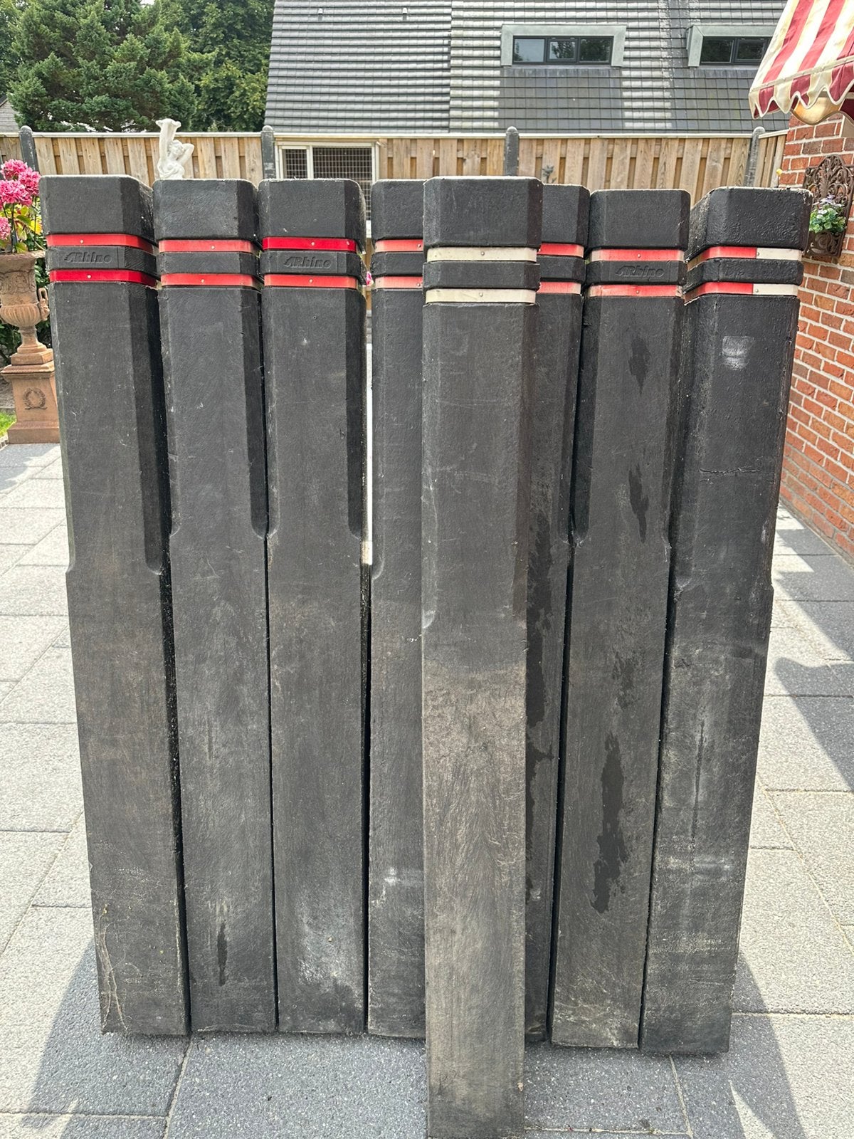 8 afzet paaltjes, Tuin en Terras, Palen, Balken en Planken, Ophalen of Verzenden, Zo goed als nieuw, Minder dan 180 cm, Palen
