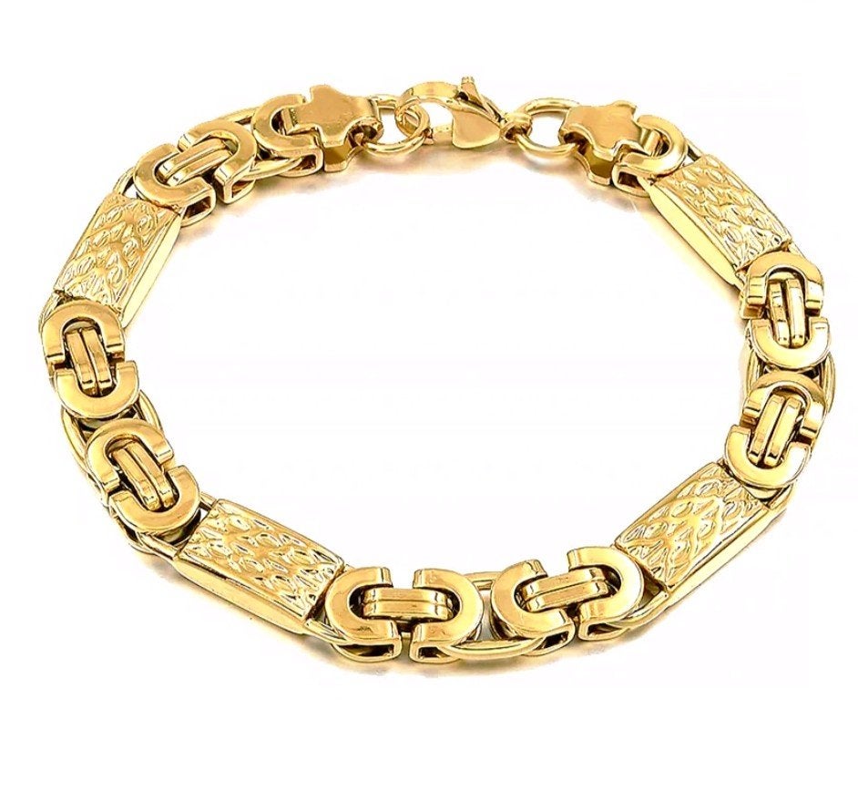 Vergulde 18K Gouden Koningsarmband, Sieraden, Tassen en Uiterlijk, Armbanden, Ophalen of Verzenden, Nieuw, Goud, Overige materialen