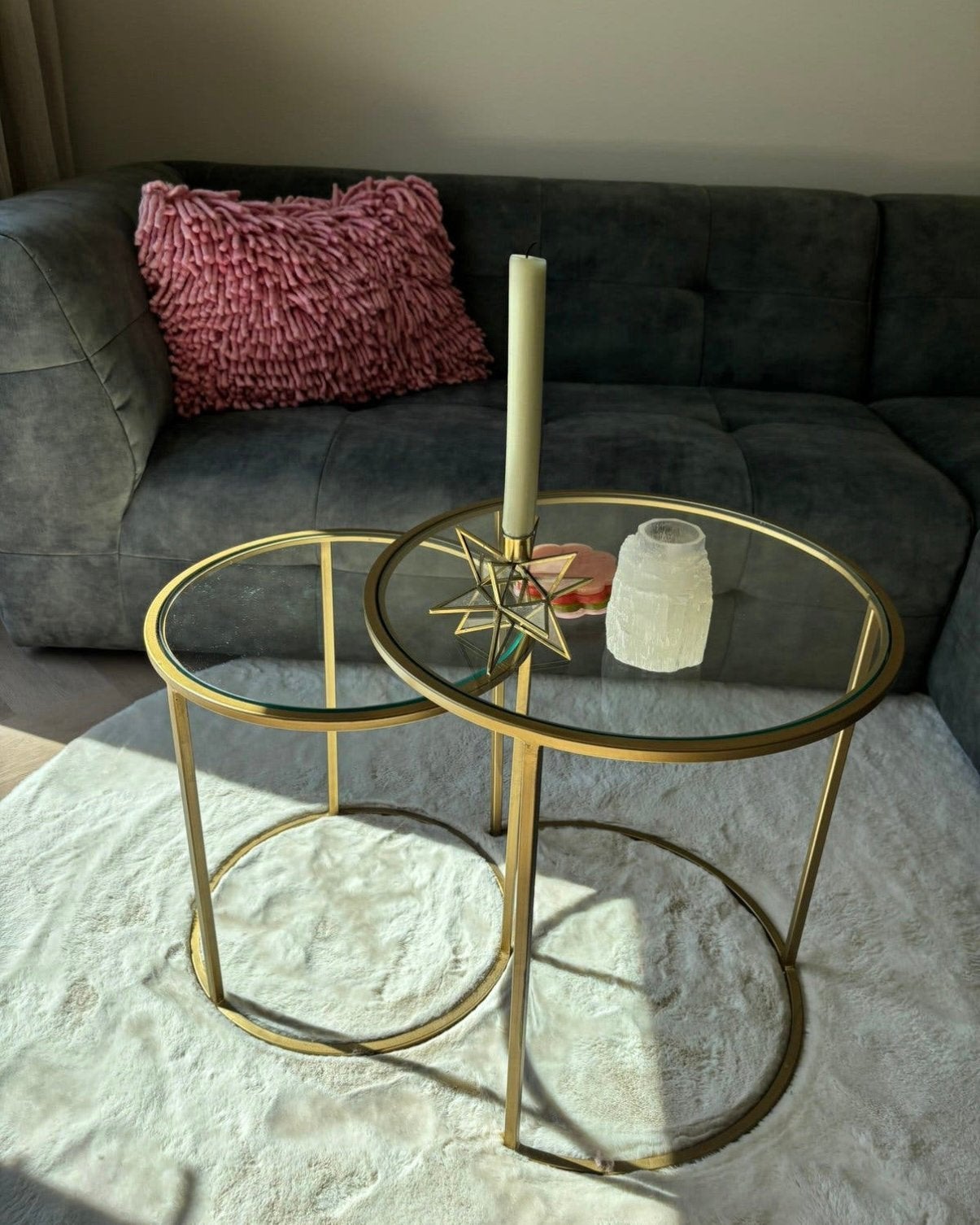 Light & Living salontafels Duarte, Ophalen, Minder dan 55 cm, Rond, Glas