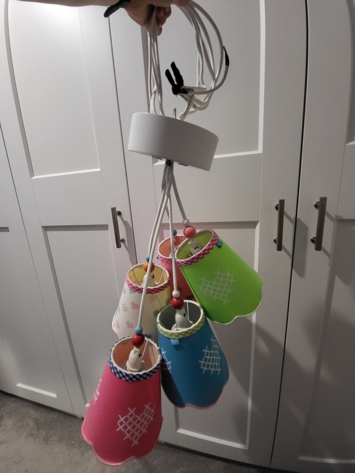 Lief! Lifestyle Hanglamp met 5 kappen - Meerkleurig, Ophalen, Gebruikt, E14 (klein), Textiel