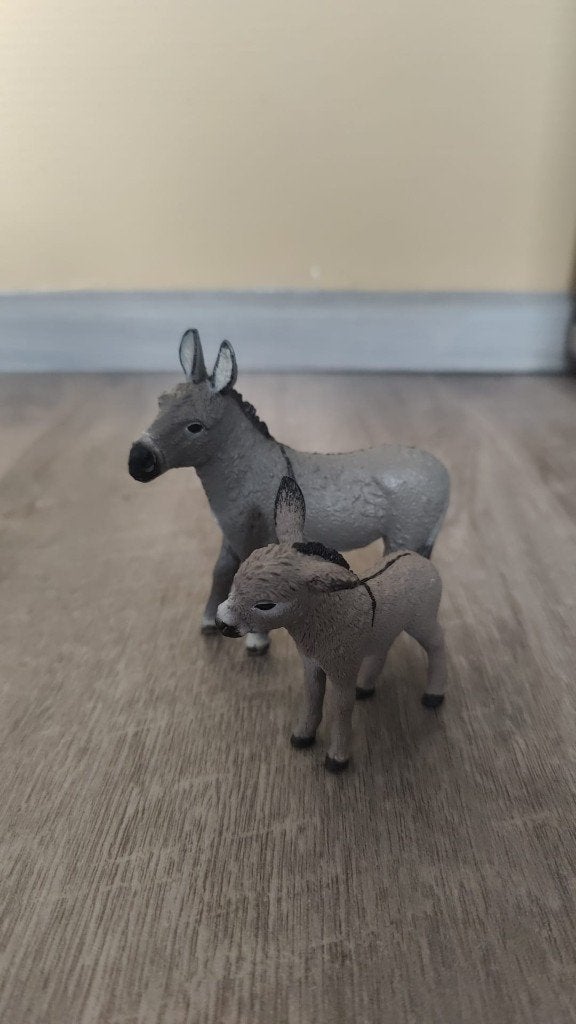 Schleich ezels beeldjes - moeder en veulen, Ophalen of Verzenden, Zo goed als nieuw
