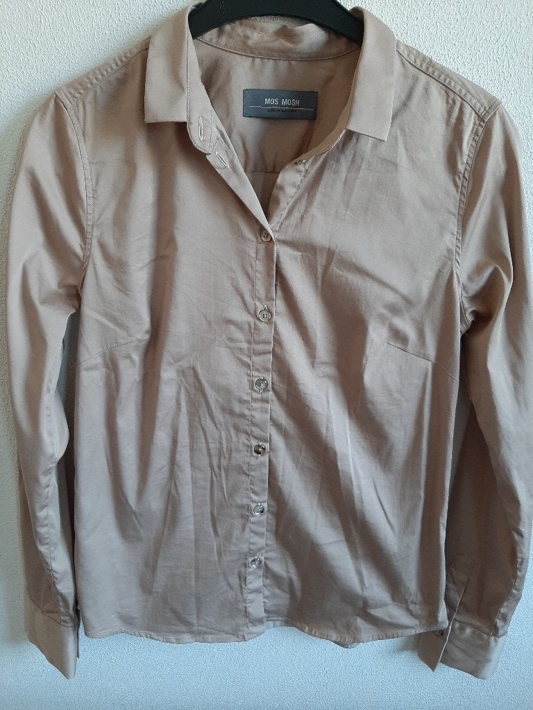 Mos Mosh dames blouse kleur taupe maat S., Maat 38/40 (M), MOS MOSH, Overige kleuren, Ophalen of Verzenden